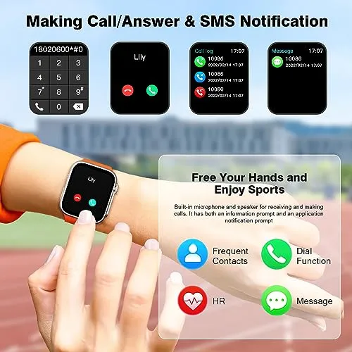 Hoxalqa Smart Watch (Call Receive/Dial),1.85”HD Full-Touch Fitness Watch, Bluetooth Wacth, Heart Rate Tracker, Sleep Monitor, Waterproof Activity Trackers for Men Women Compatible with Android iOS