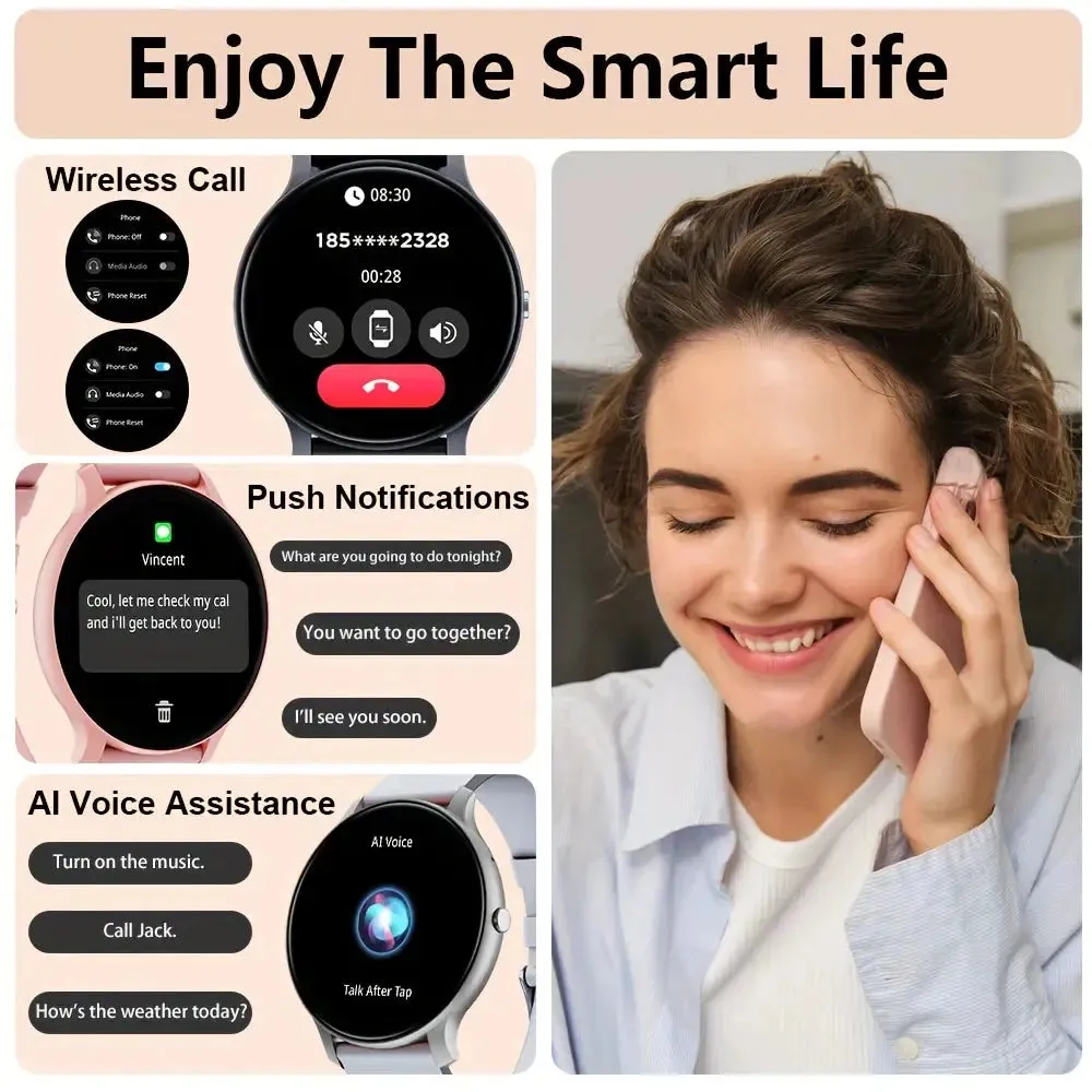 LAXASFIT Smart Watch HD Screen Voice Call Sports Fitness Tracker Health Monitoring IP68 Waterproof Smart Watch Men Women Gift