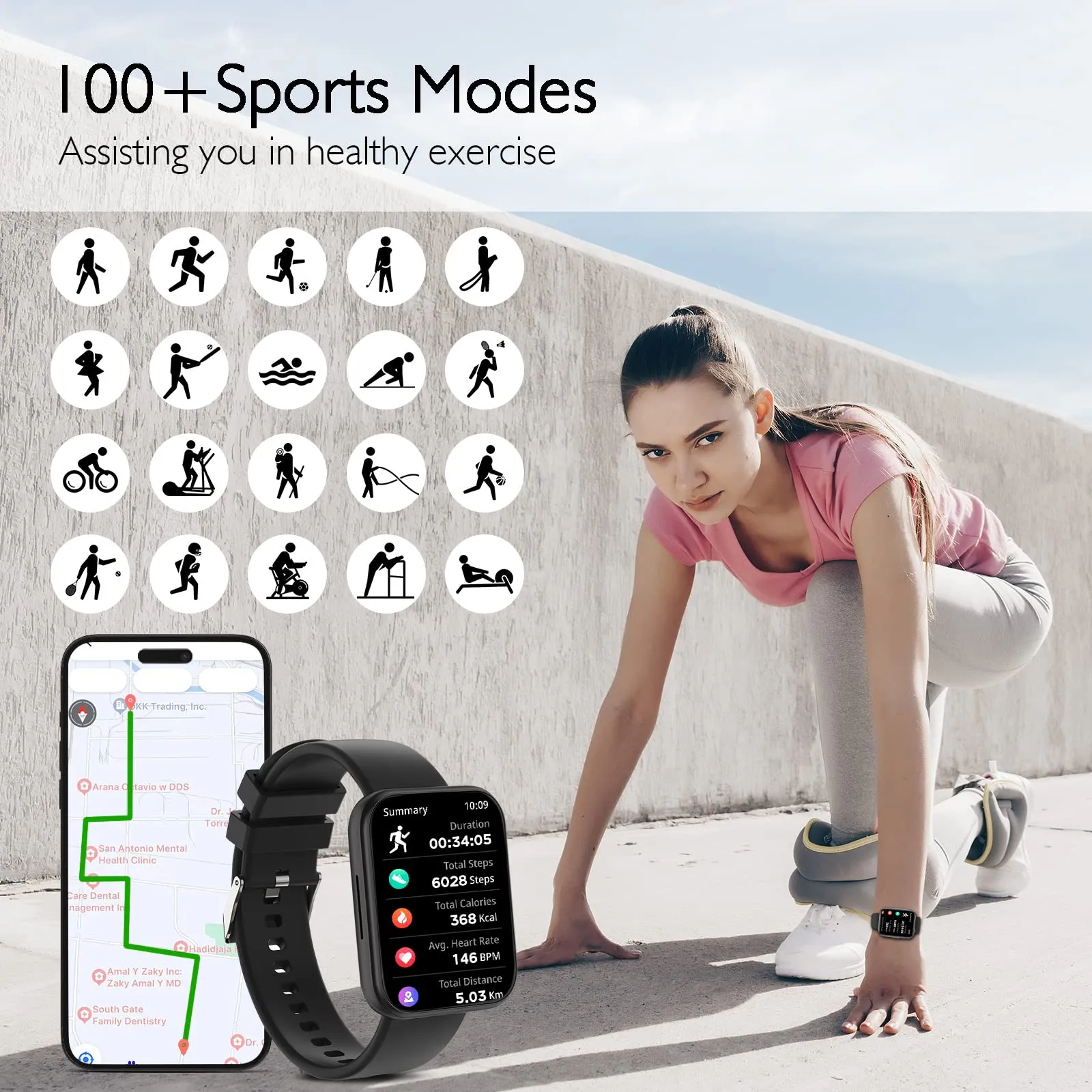 LOJUSIMEH Bluetooth Call Smartwatch for Fitness