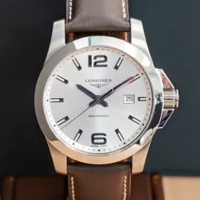 LONGINES CONQUEST Watch 43mm L37604765 Quartz Wristwatch - ALL Original, Box, Tags & Papers!