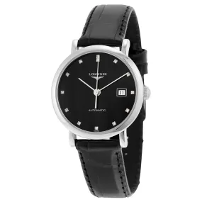 Longines Elegant Black Diamond Dial Automatic Ladies Watch L4.310.4.57.2