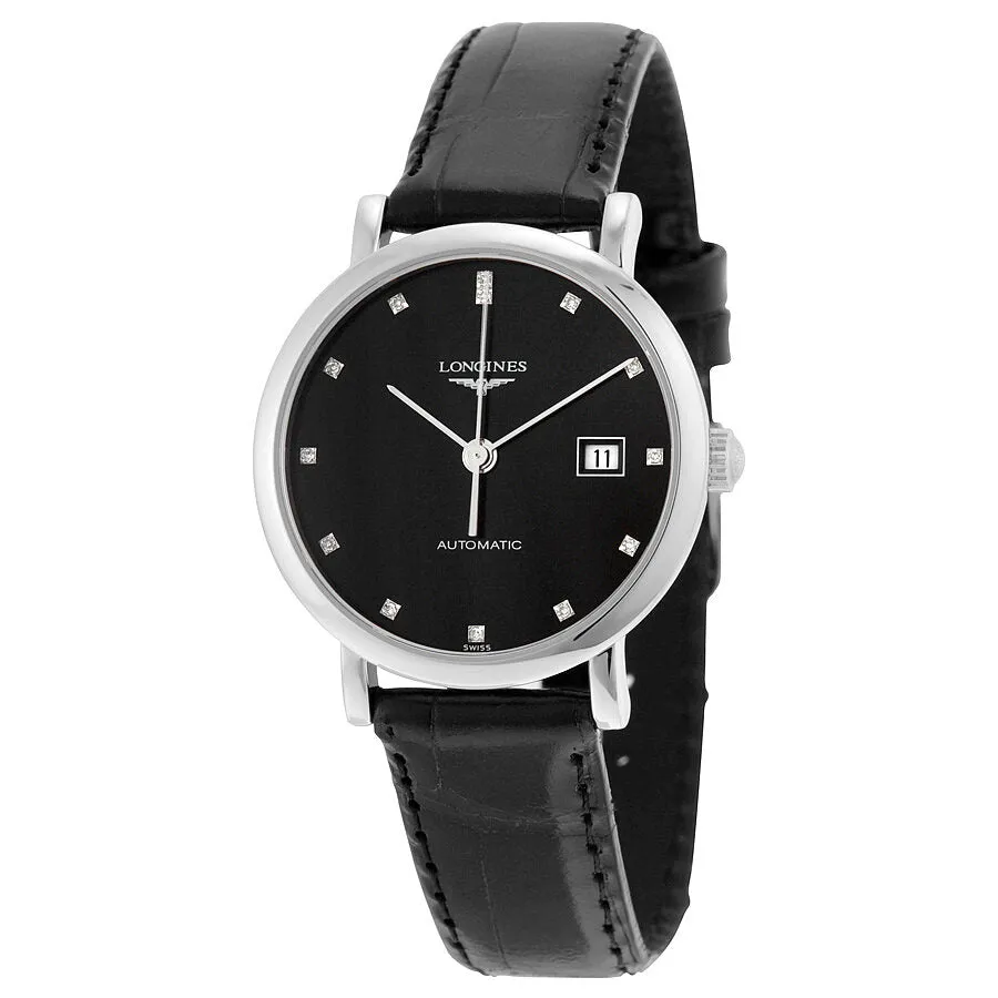 Longines Elegant Black Diamond Dial Automatic Ladies Watch L4.310.4.57.2