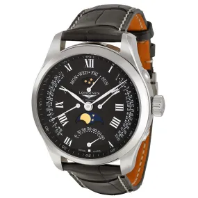 Longines Master Collection Moon Phase GMT Black Leather Men's Watch L27394517 L2.739.4.51.7