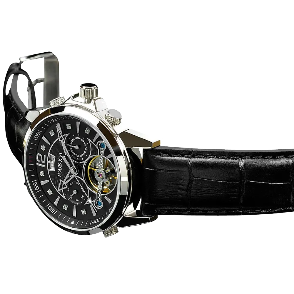 Louis XVI ATHOS Largent Noir Sapphire Mechanical Automatic Watch