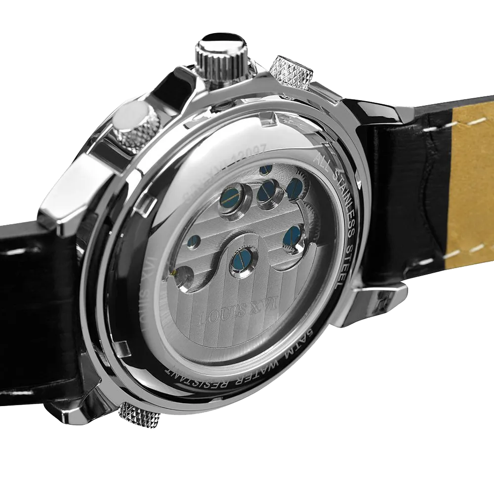 Louis XVI ATHOS Largent Noir Sapphire Mechanical Automatic Watch