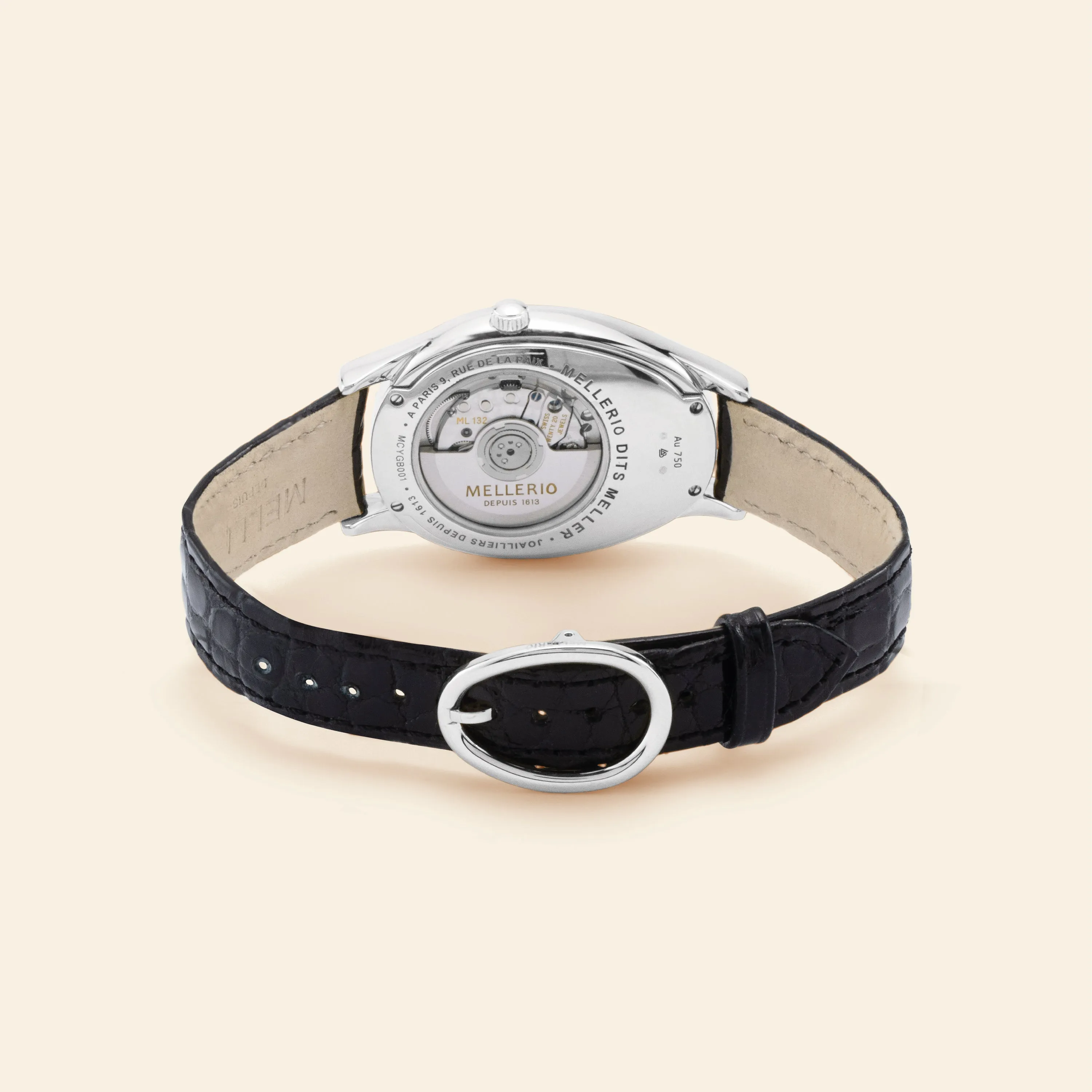 M Cut Watch - White gold with White Dial