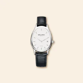 M Cut Watch - White gold with White Dial