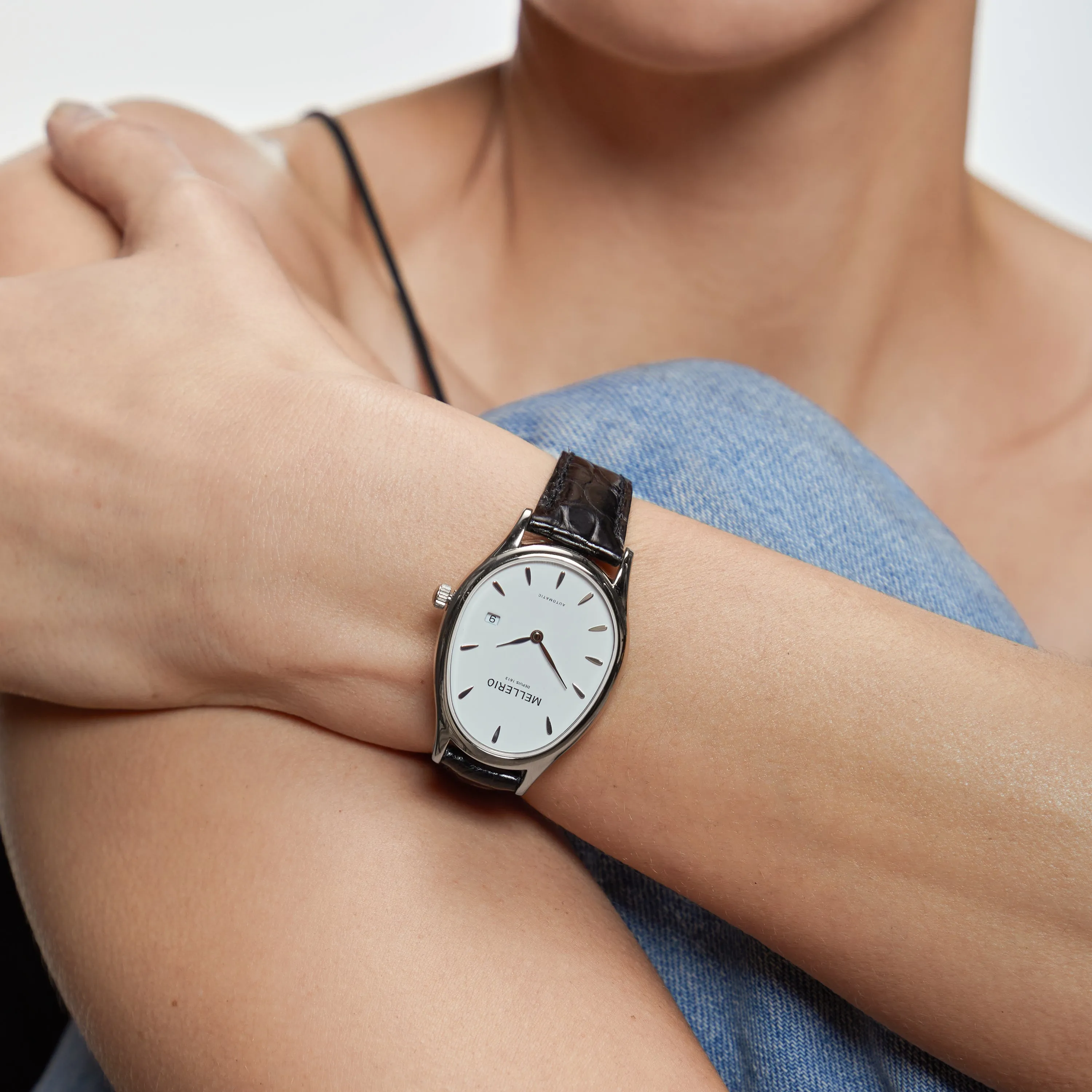 M Cut Watch - White gold with White Dial