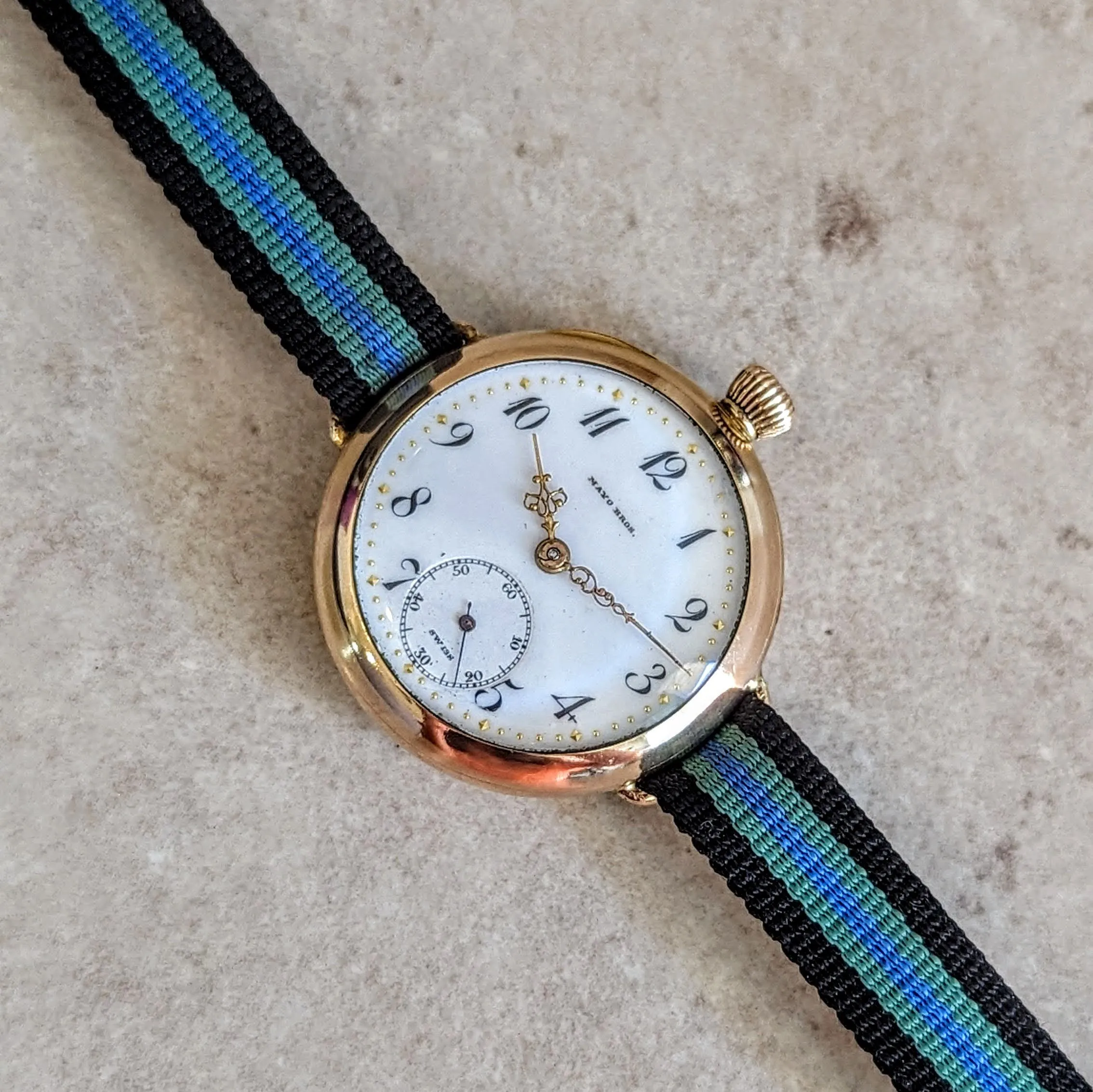 MAYO BROS Wristwatch 15 Jewels 3 ADJ. Swiss Made 14K G.F. Vintage Watch