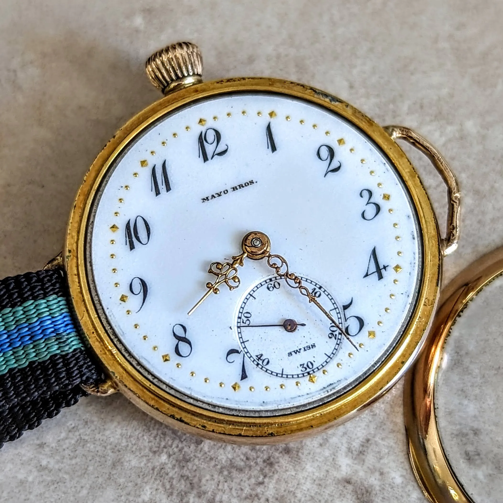 MAYO BROS Wristwatch 15 Jewels 3 ADJ. Swiss Made 14K G.F. Vintage Watch