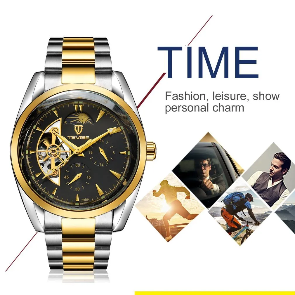 Mens Mechanical Watches Automatic Tourbillon Skeleton Watch