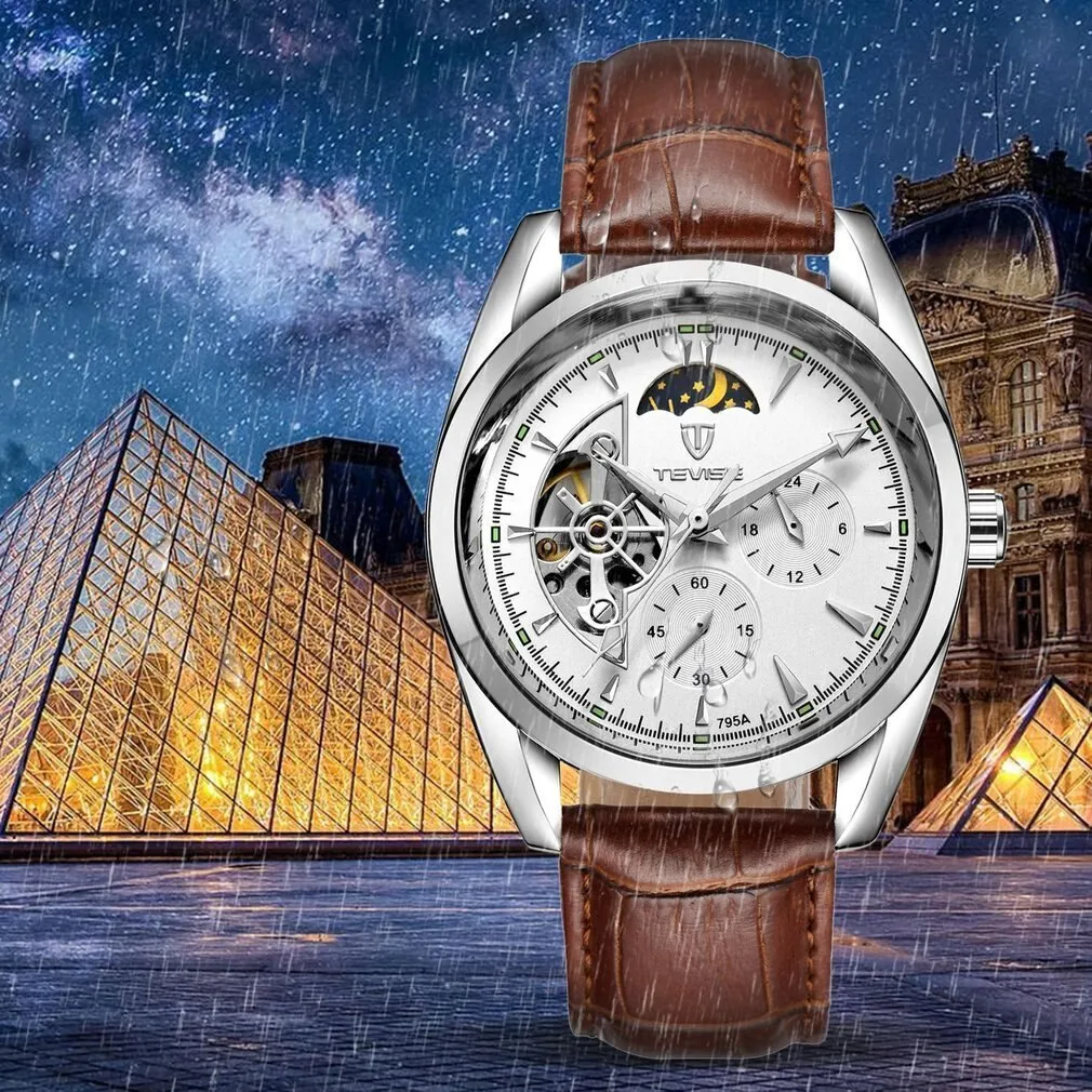 Mens Mechanical Watches Automatic Tourbillon Skeleton Watch