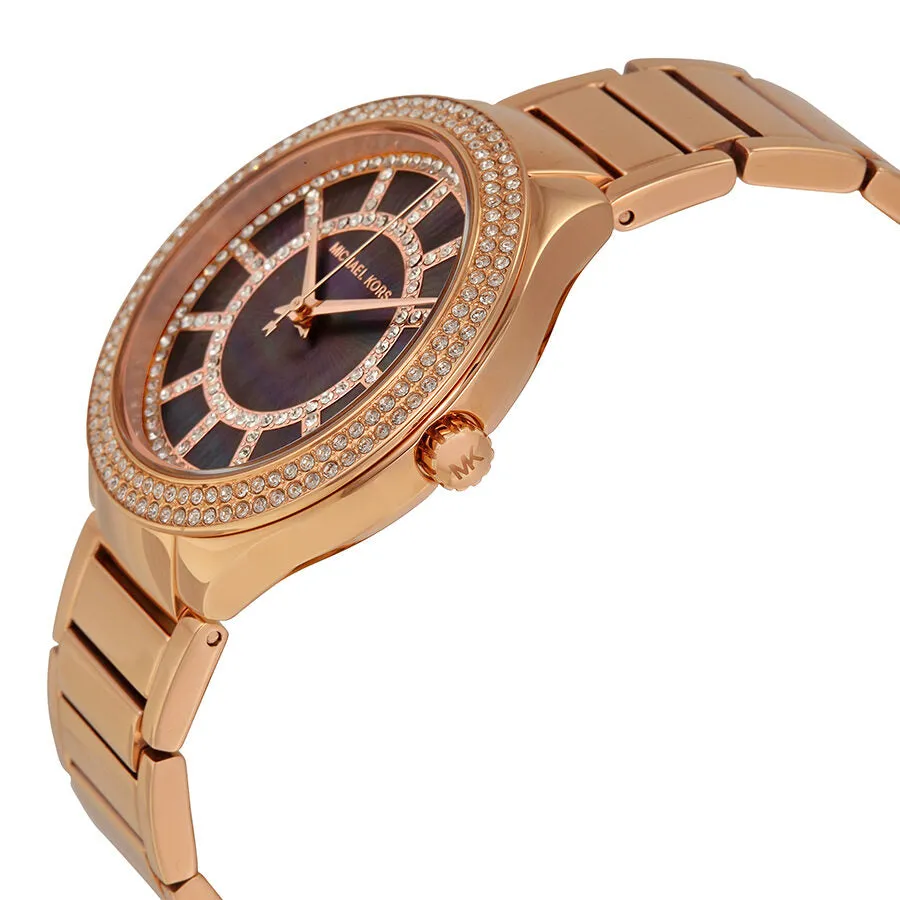 Michael Kors Kerry Black Mother of Pearl Dial Rose Gold-tone Stainless Steel Ladies Watch MK3397