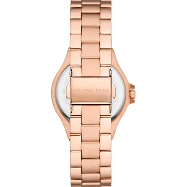 Michael Kors Mini Lenox Rose Gold Stainless Steel Silver Dial Quartz Watch for Ladies - MK7279