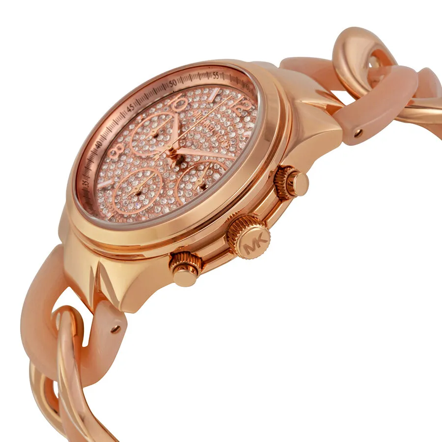 Michael Kors Runway Twist Rose Dial Rose Gold-tone Ladies Watch MK4283