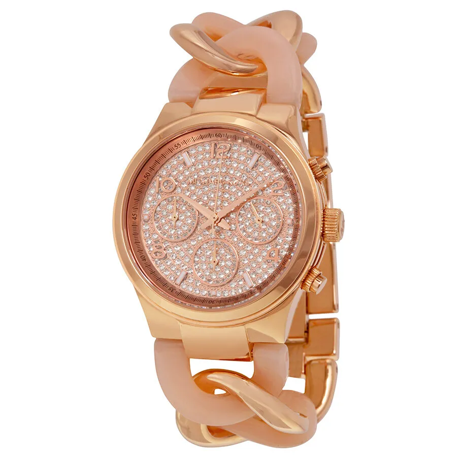 Michael Kors Runway Twist Rose Dial Rose Gold-tone Ladies Watch MK4283