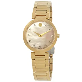 Movado Modern Classic Mother of Pearl Diamond Dial Ladies Watch 0607105