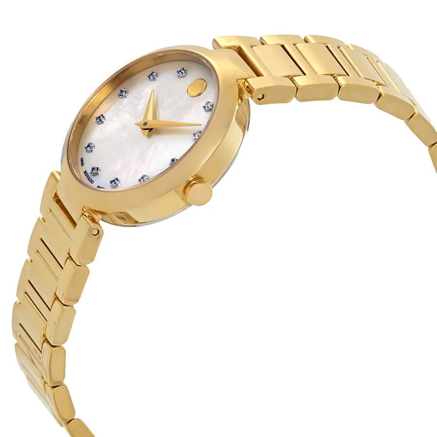 Movado Modern Classic Mother of Pearl Diamond Dial Ladies Watch 0607105