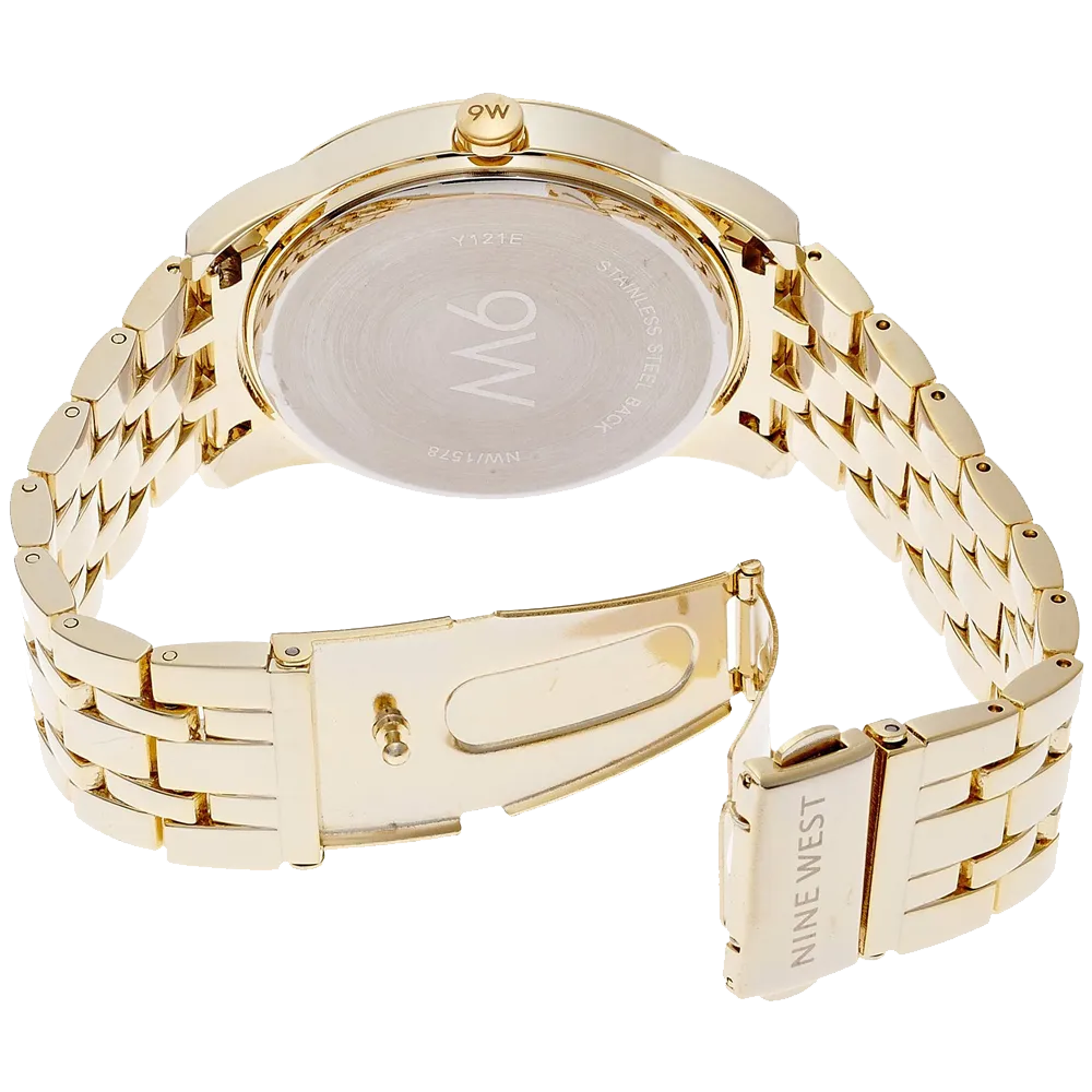Nine West Womens NW 1578CHGB Champagne Dial Gold-Tone Bracelet Watch