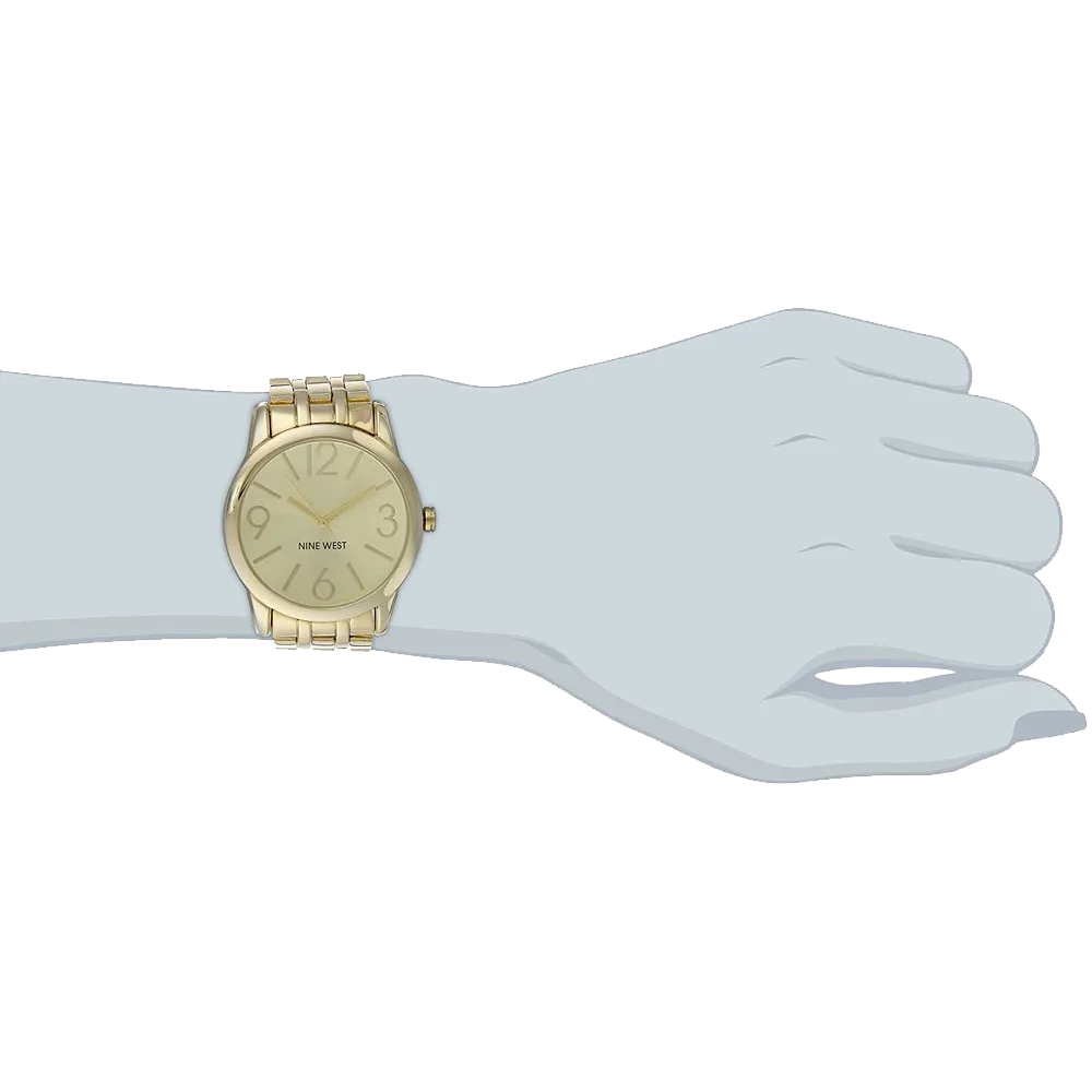 Nine West Womens NW 1578CHGB Champagne Dial Gold-Tone Bracelet Watch