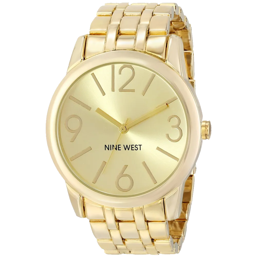 Nine West Womens NW 1578CHGB Champagne Dial Gold-Tone Bracelet Watch