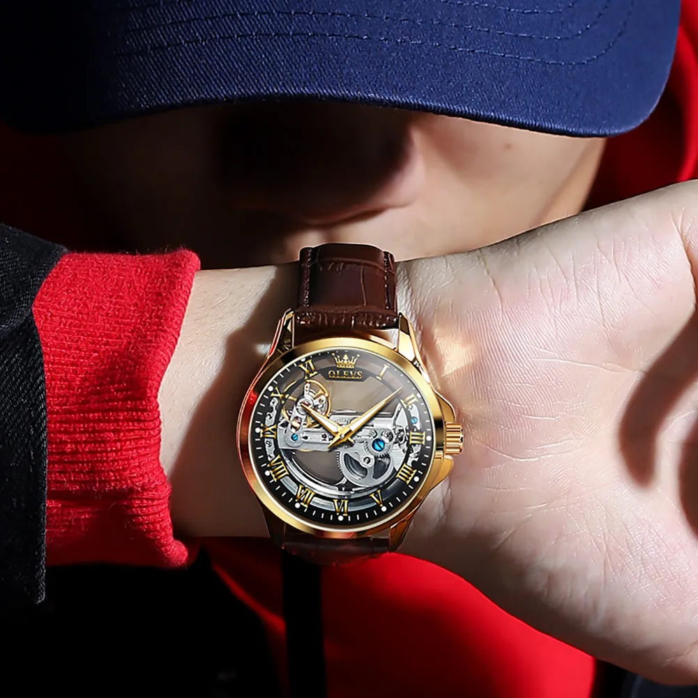 Olevs Luxury Men Watches New Automatic Mechanical Wristwatch