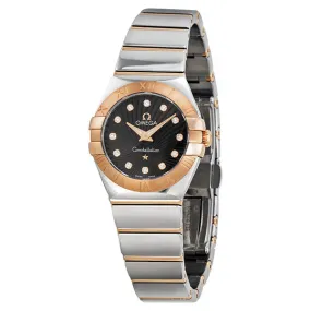 Omega Constellation Brown 'Griffes' Style Dial 18kt Rose Gold Bezel Stainless Steel Ladies Watch 12320246063002 123.20.24.60.63.002