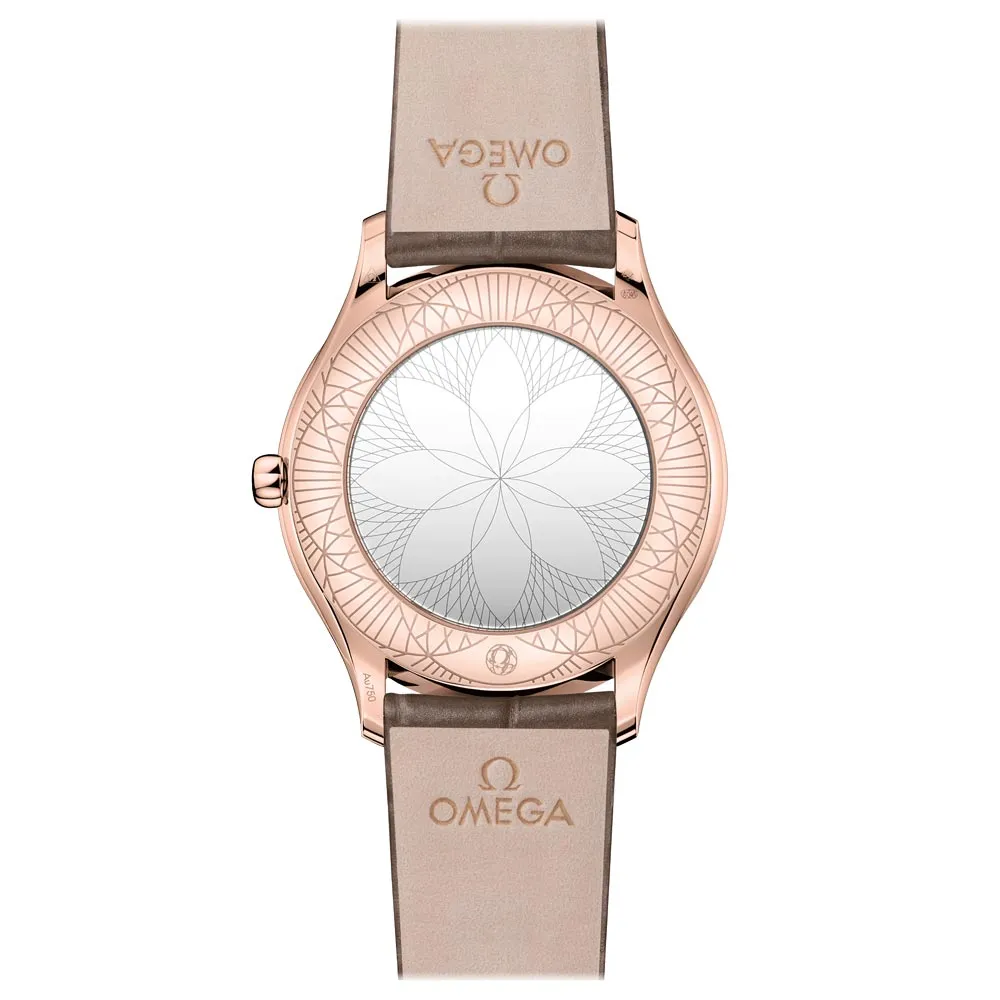 OMEGA De Ville Tresor 36mm Brown Dial 18ct Rose Gold Diamond Ladies Quartz Watch 42858366013001