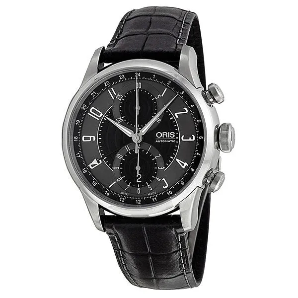 Oris Raid 2012 Chronograph GMT Automatic Black Dial Men's Watch 677-7603-4084LS