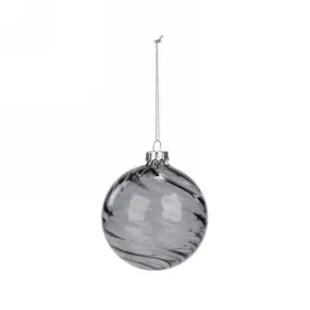 Ornement boule de Noël 3 po gris motif tourbillon