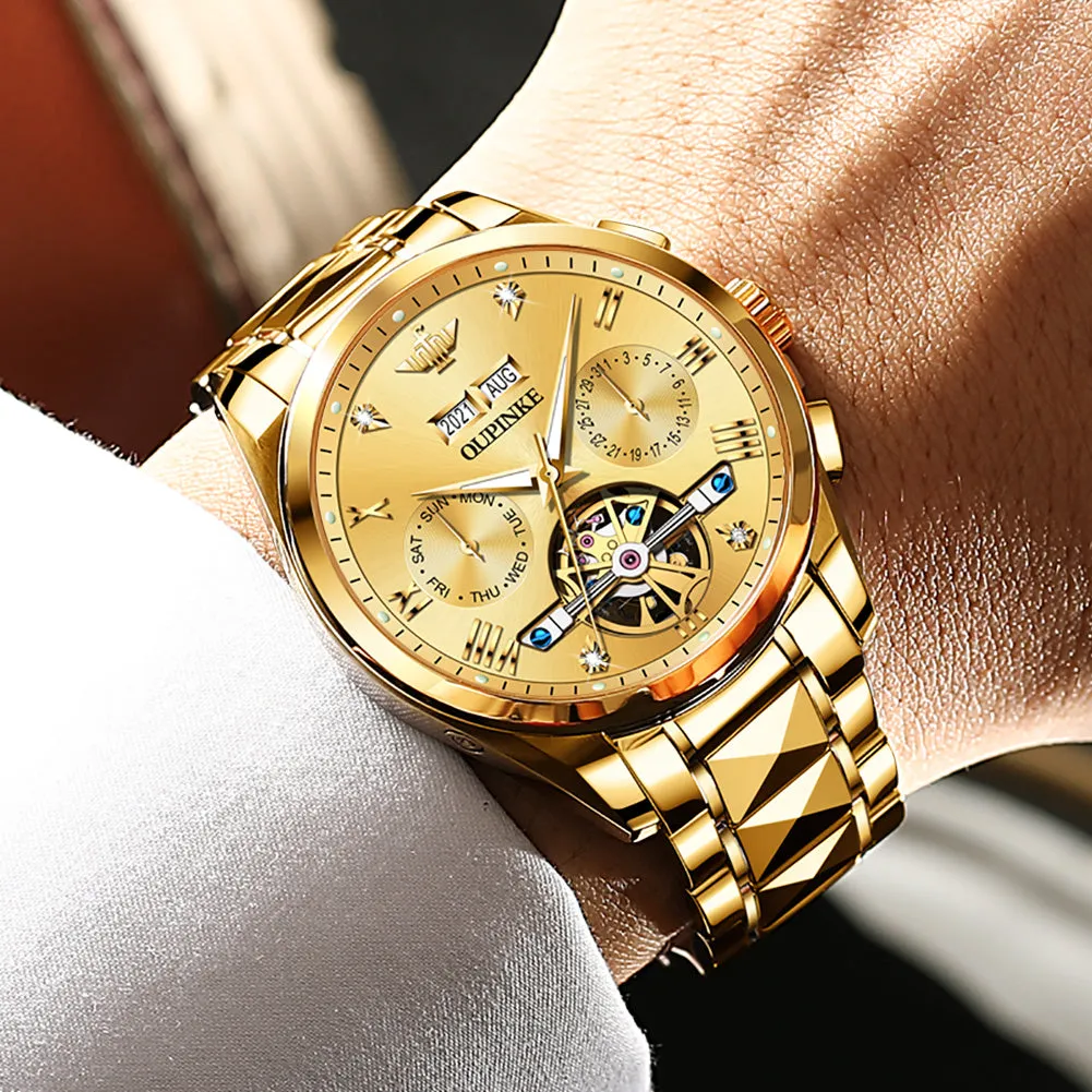 OUPINKE Automatic Mechanical Watch Men Sapphire Mirror Waterproof