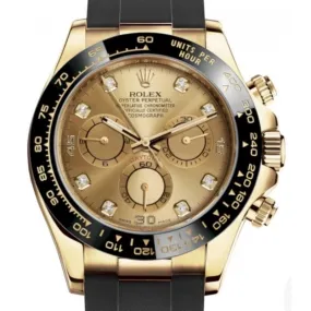 Rolex Cosmograph Daytona Champagne Diamond Dial 18kt Yellow Gold Men's Watch 116518CDR