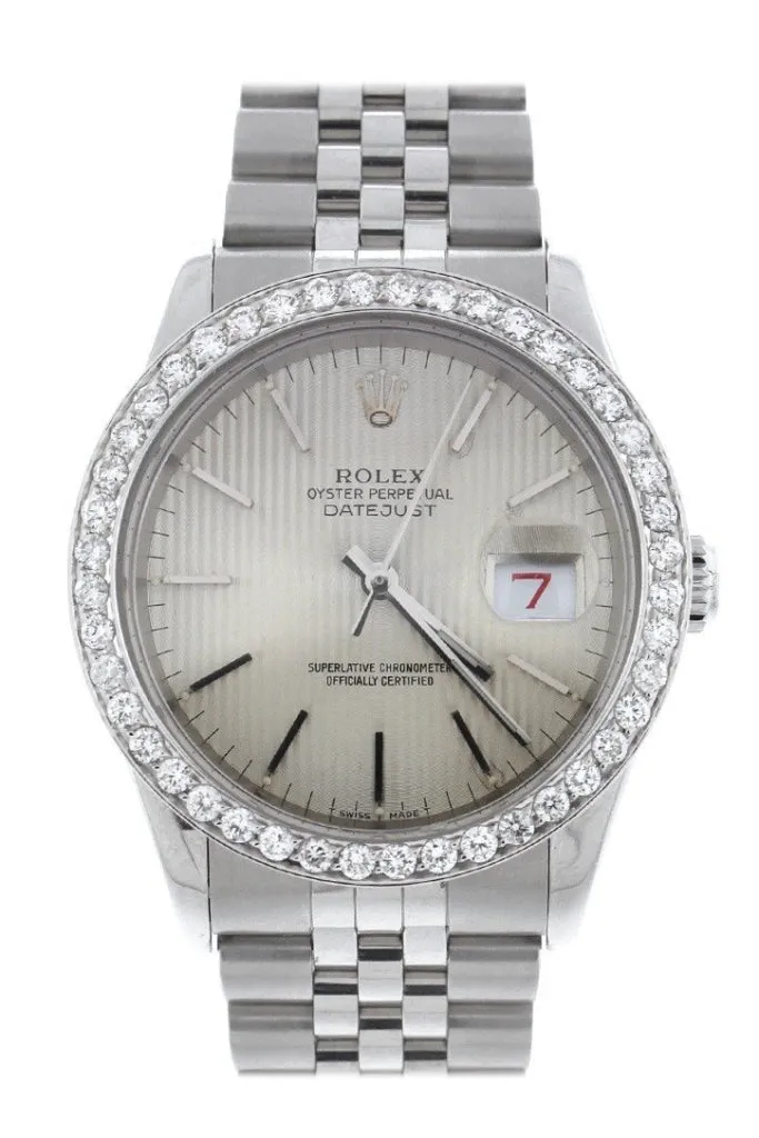 Rolex Custom Diamond Bezel Datejust 36 Ivory Dial Men's Watch 116200 Pre-owned