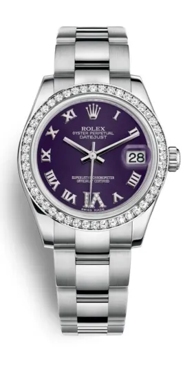 Rolex Datejust 31 Automatic Purple Diamond Dial Ladies Oyster Watch 178384PURRO 178384PURRDO