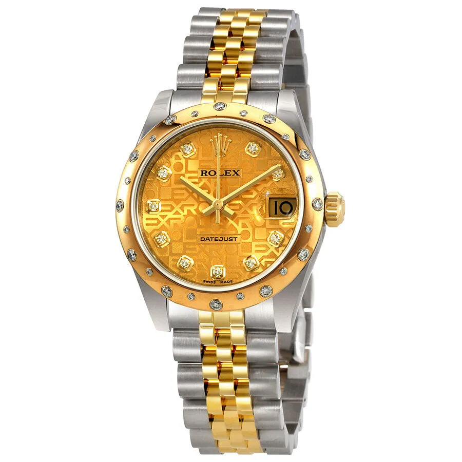 Rolex Datejust 31 Champagne Diamond Steel and 18K Yellow Gold Ladies Watch 178343CJDJ