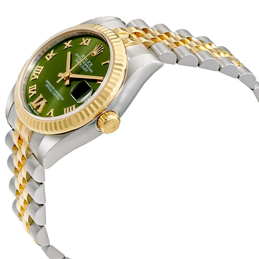 Rolex Datejust 31 Green Roman Numeral Diamond Dial Steel and 18K Yellow Gold Ladies Watch 178273GNRDJ