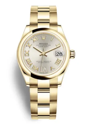 Rolex Datejust 31 Silver Dial Automatic Ladies 18kt Yellow Gold Oyster Watch 278248SRDO