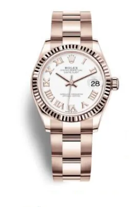 Rolex Datejust 31 White Dial Automatic Ladies 18kt Everose Gold Oyster Watch 278275WRO
