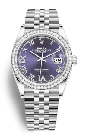 Rolex Datejust 36 Aubergine Diamond Dial Automatic Unisex Jubilee Watch 126284AURDJ