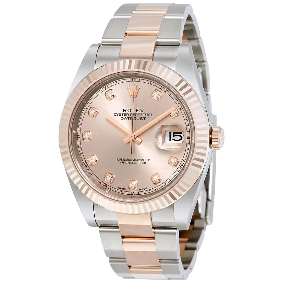 Rolex Datejust Sundust Diamond Dial Steel and 18 Everose Gold Men's Watch 126331SNDO