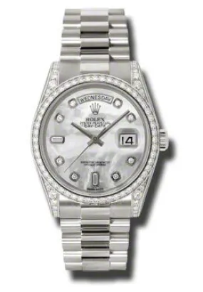 Rolex Day-Date Mother Of Pearl Dial 18K White Gold President Automatic Ladies Watch 118389MDP