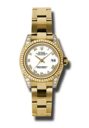 Rolex Lady Datejust 26 White Dial 18K Yellow Gold Oyster Bracelet Automatic Watch 179238WRO