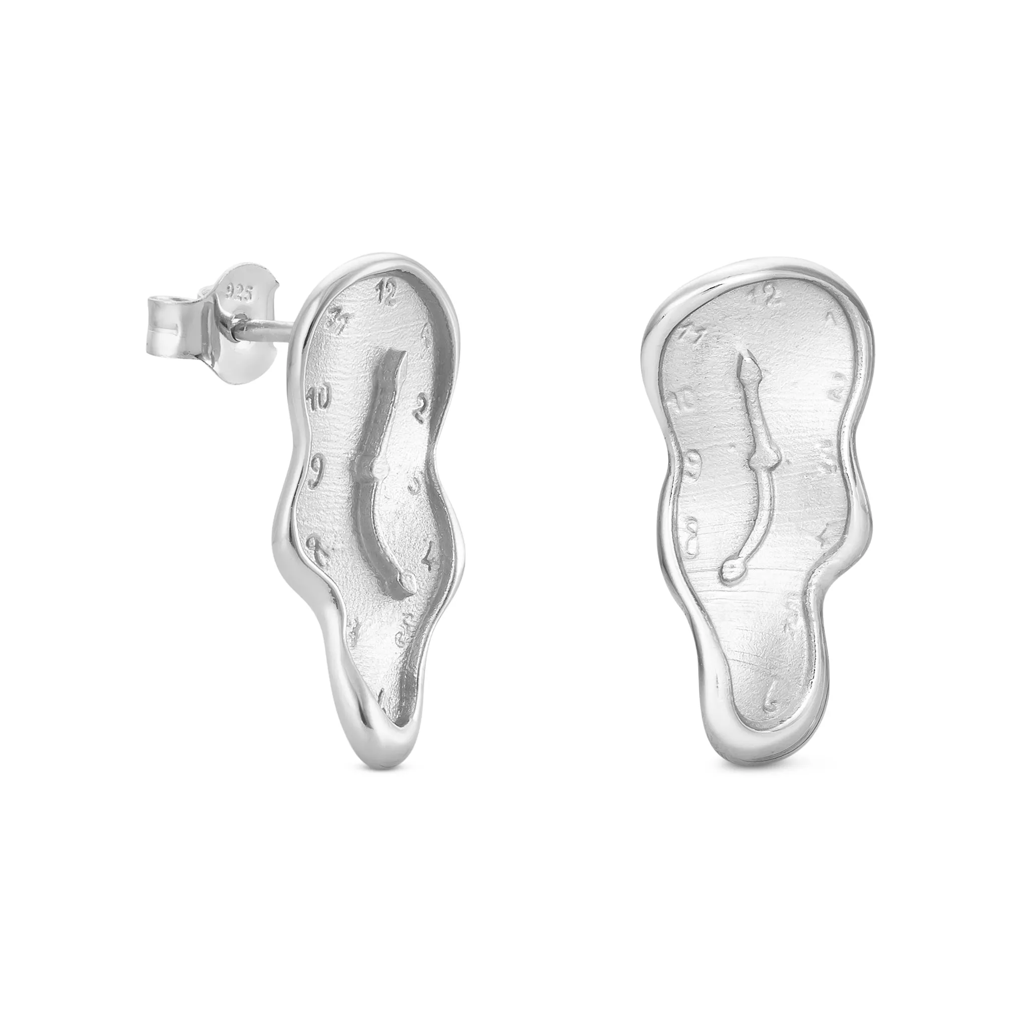 Salvador Dalí Gold-Plated Melting Clock Post Earrings - Silver