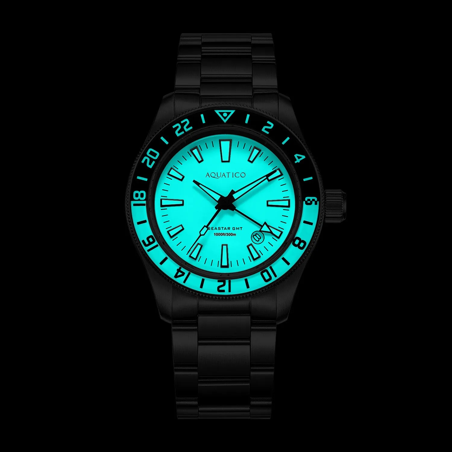 Sea Star GMT Full Lume White Dial Black White Bezel (NO DATE)