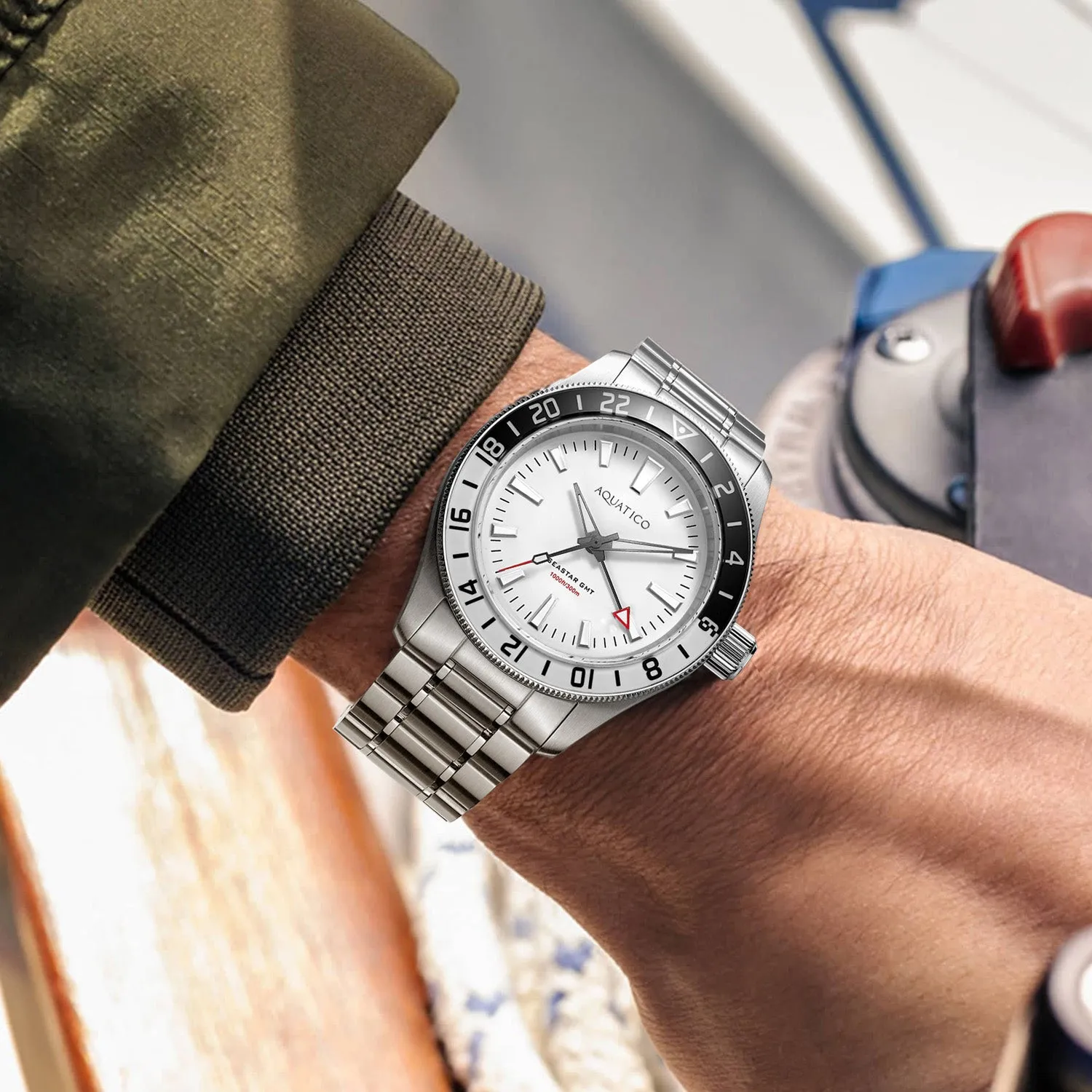 Sea Star GMT Full Lume White Dial Black White Bezel (NO DATE)