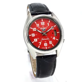 Seiko 5 Automatic-7009A Red Dial 17Jewels Day Date Men's Wrist Mechanical Watch