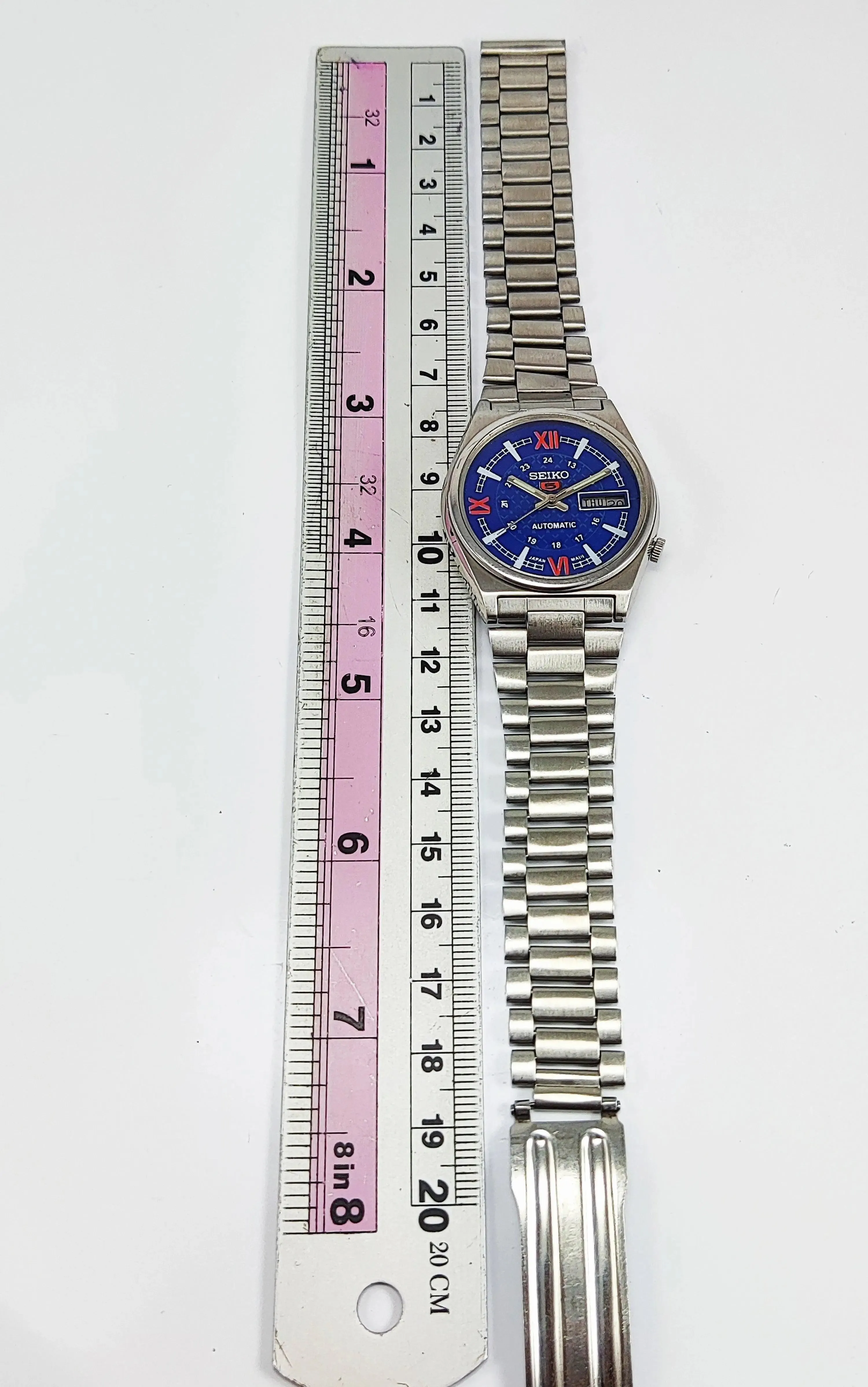 Seiko 5 Automatic-7019A Analog 21 Jewels Day Date Blue Dial Men's Wrist Mechanical Watch