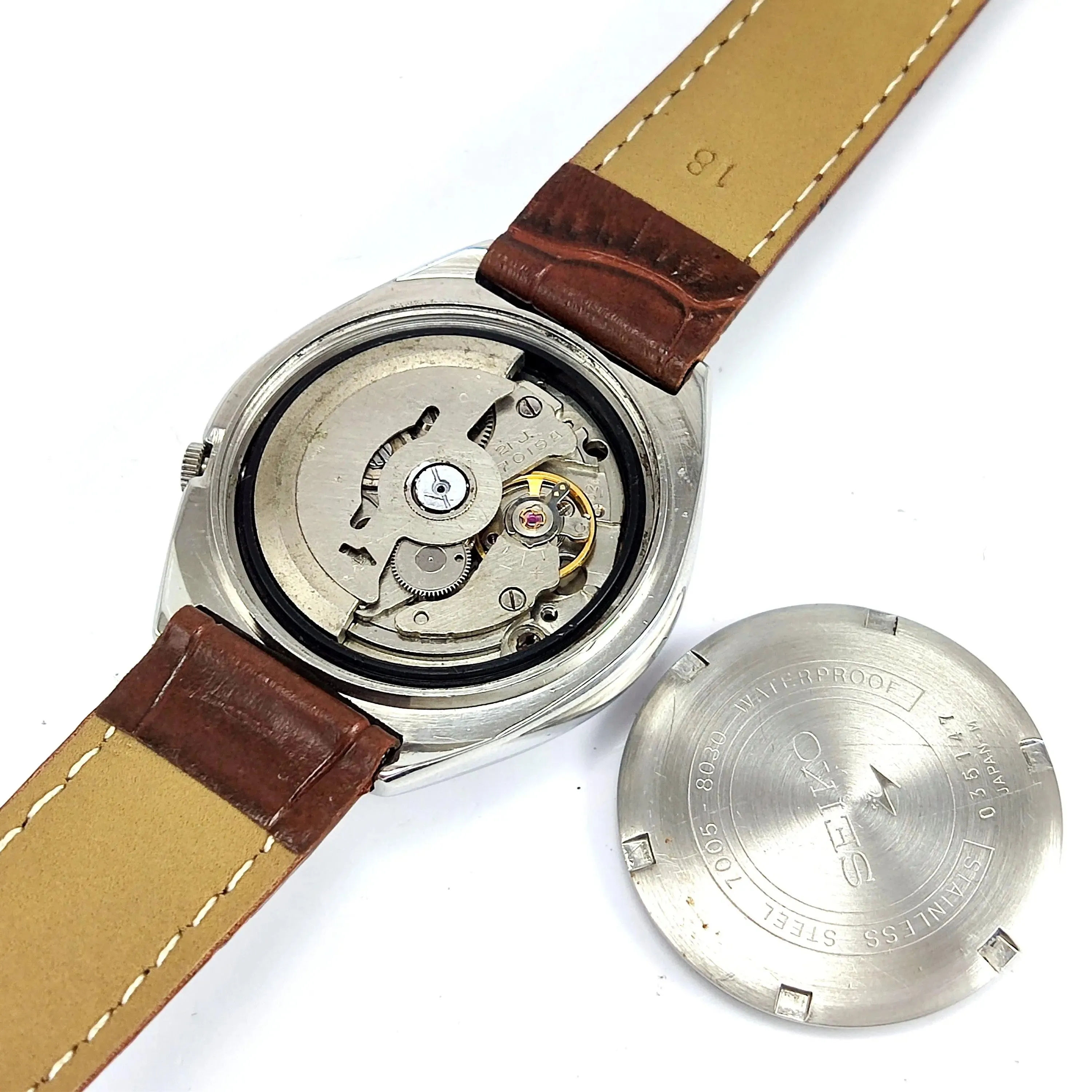Seiko 5 Automatic-7019A Red Dial 21 Jewels Day Date Men's Mechanical Watch