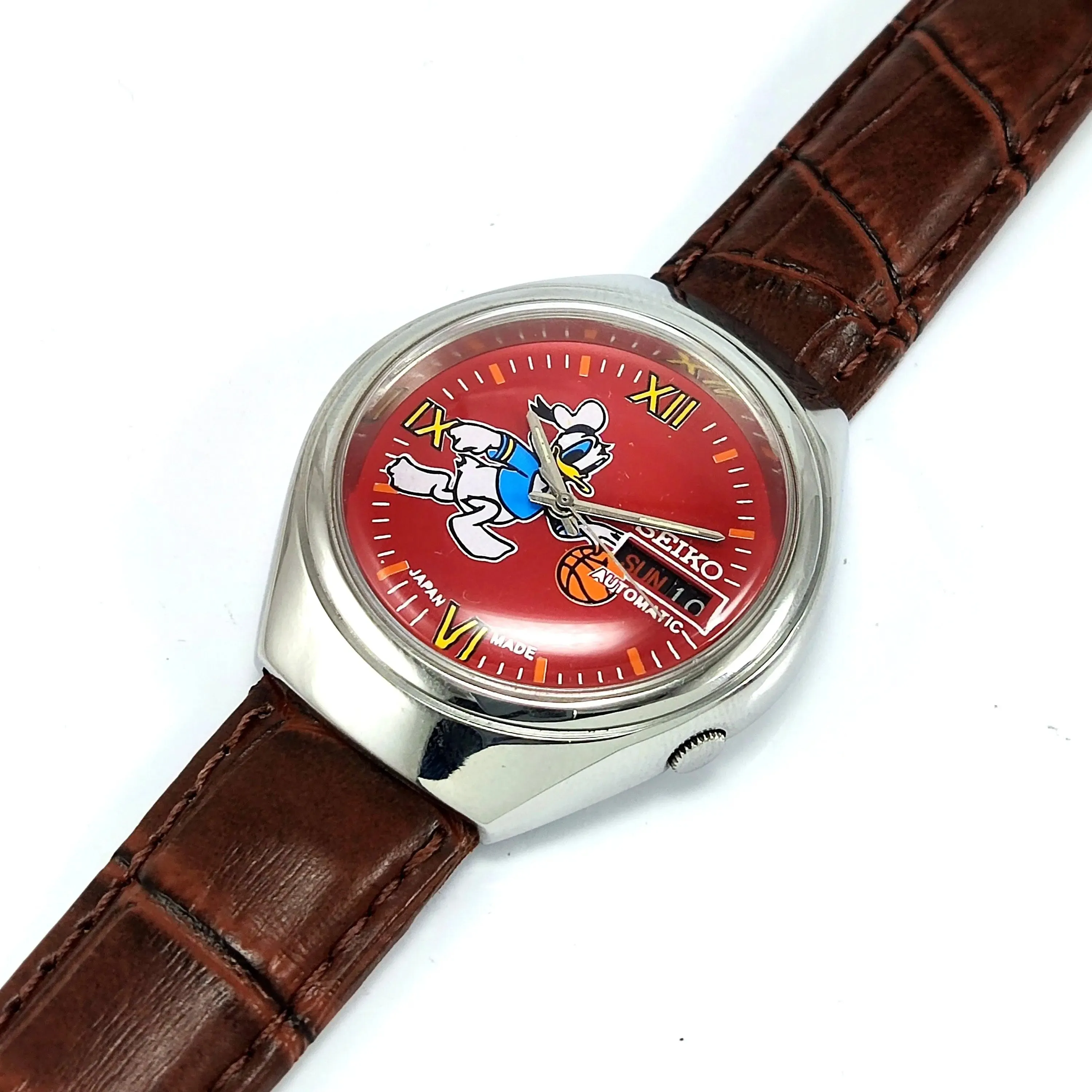 Seiko 5 Automatic-7019A Red Dial 21 Jewels Day Date Men's Mechanical Watch