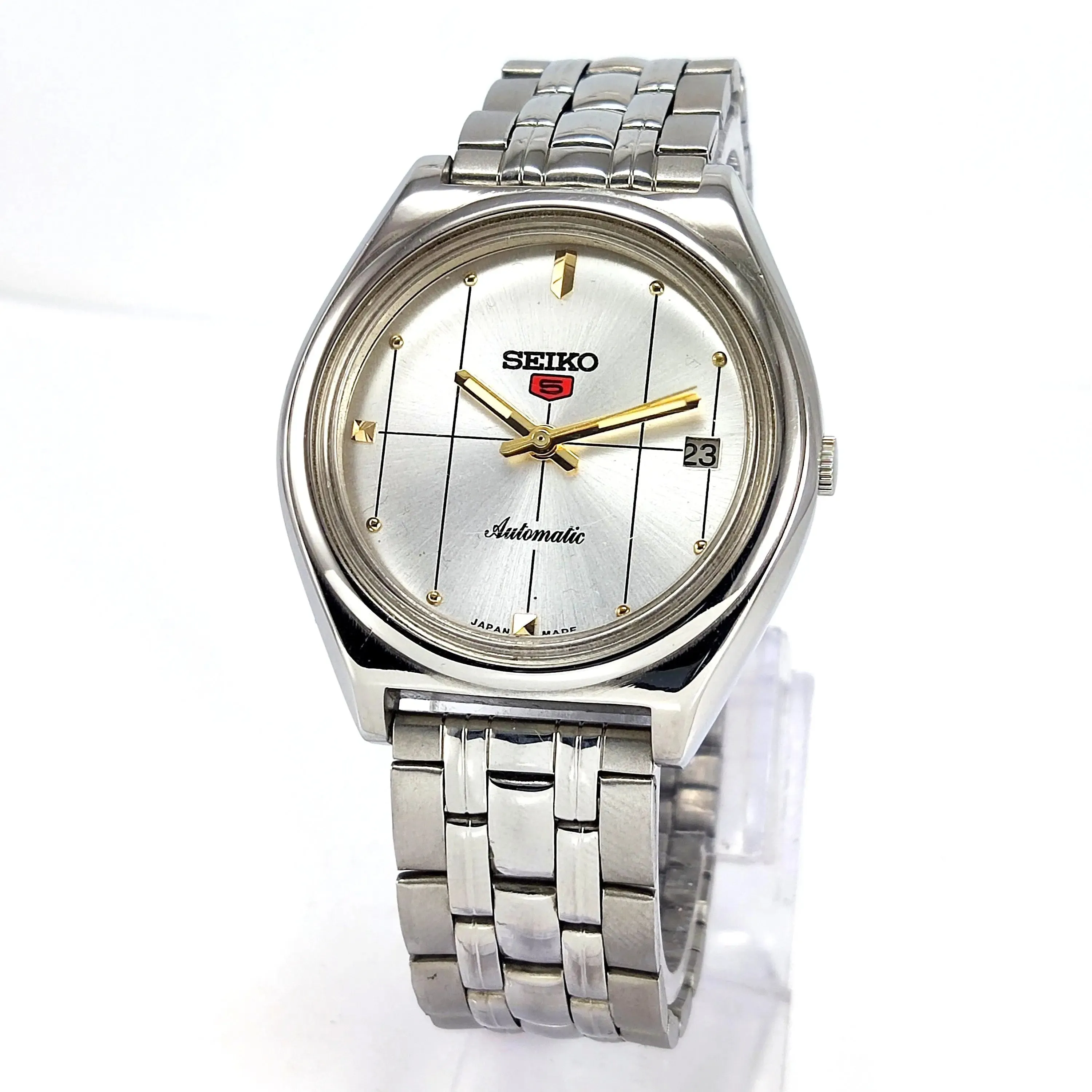 Seiko 5 Automatic-7025A Silver Dial 17 Jewels Day Date Men's Mechanical Watch